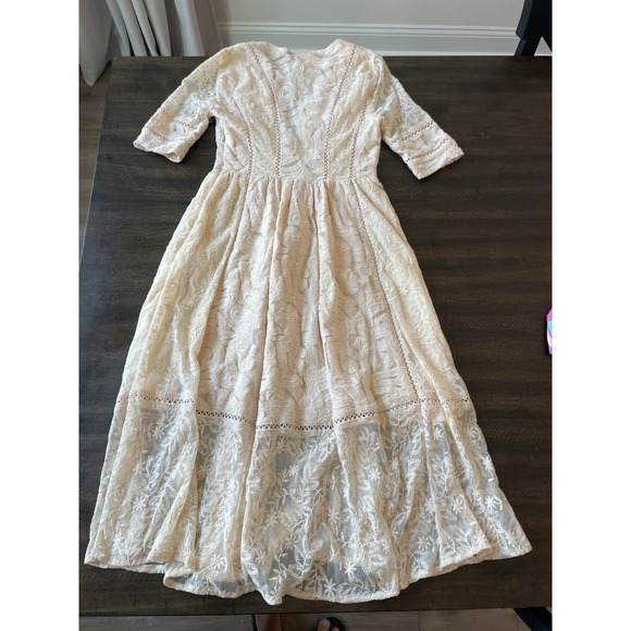 Free People Mountain Laurel Lace Dress In Cream Sz 2 - Picture 1 of 4